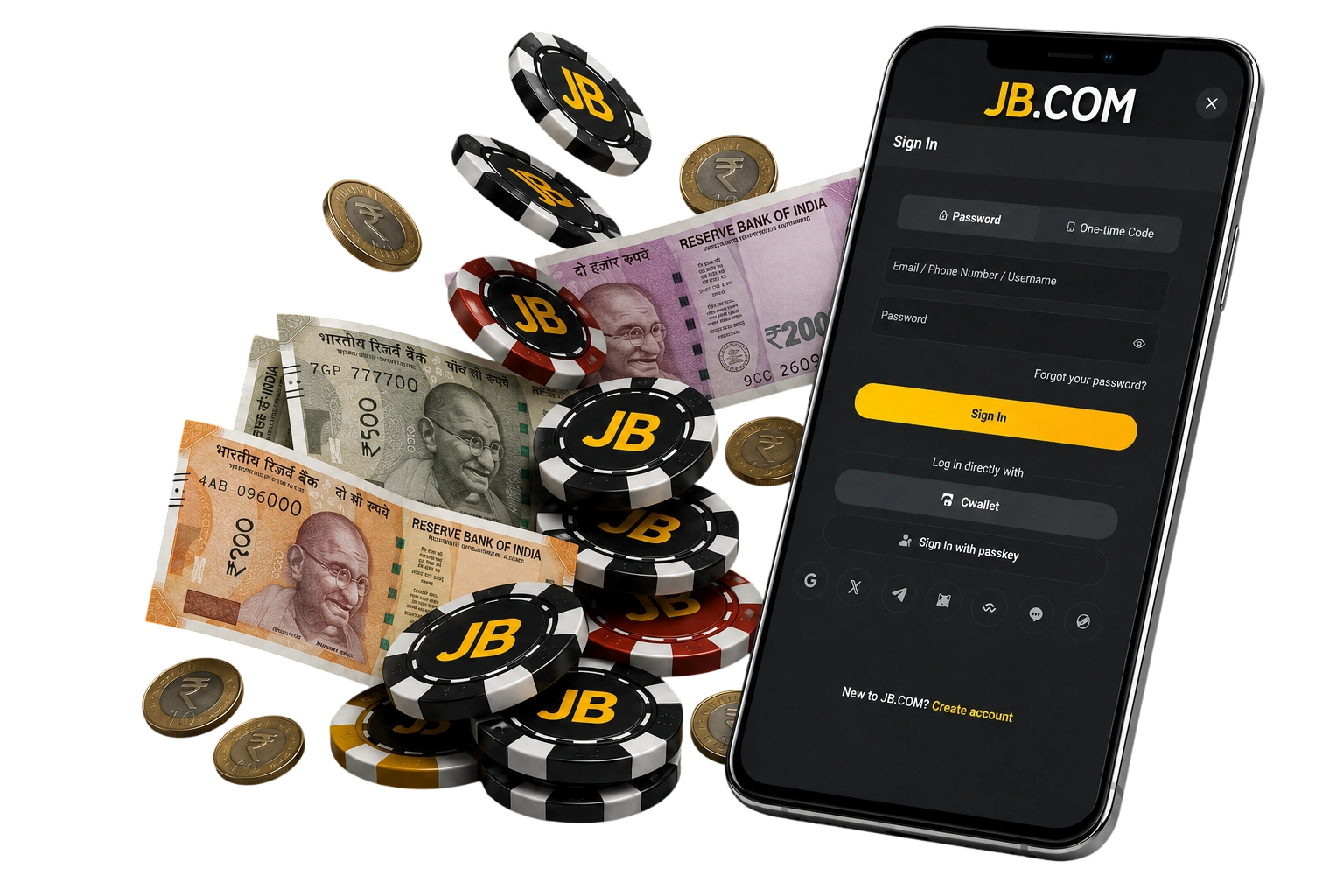 JB.COM India login with rupee payments and mobile wallet access